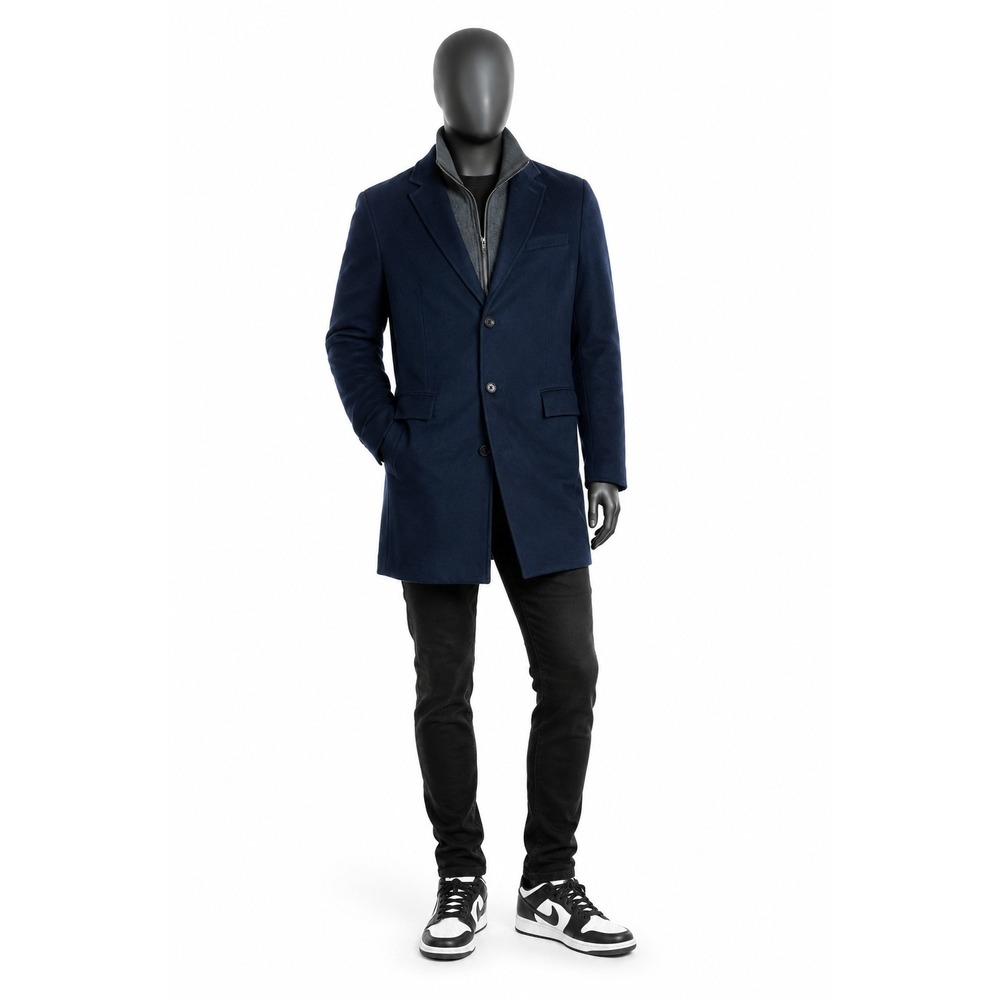 Banana Republic Mens Navy Wool Blend 2-in-1 Topcoat with Removable Bib Size M